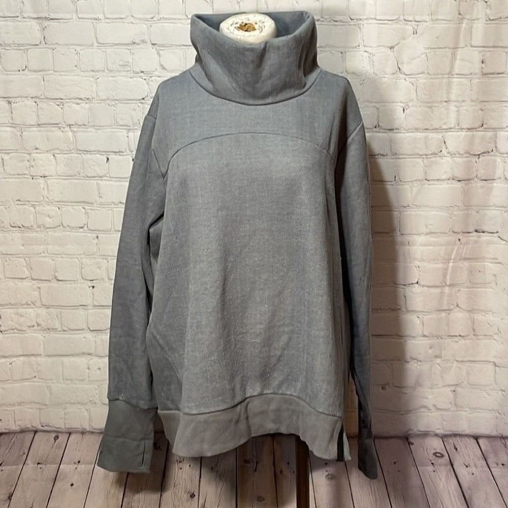 Avia Womens Gray Funnel Neck Pullover Sweatshirt Thumbhole Cuffs XL 16-18
